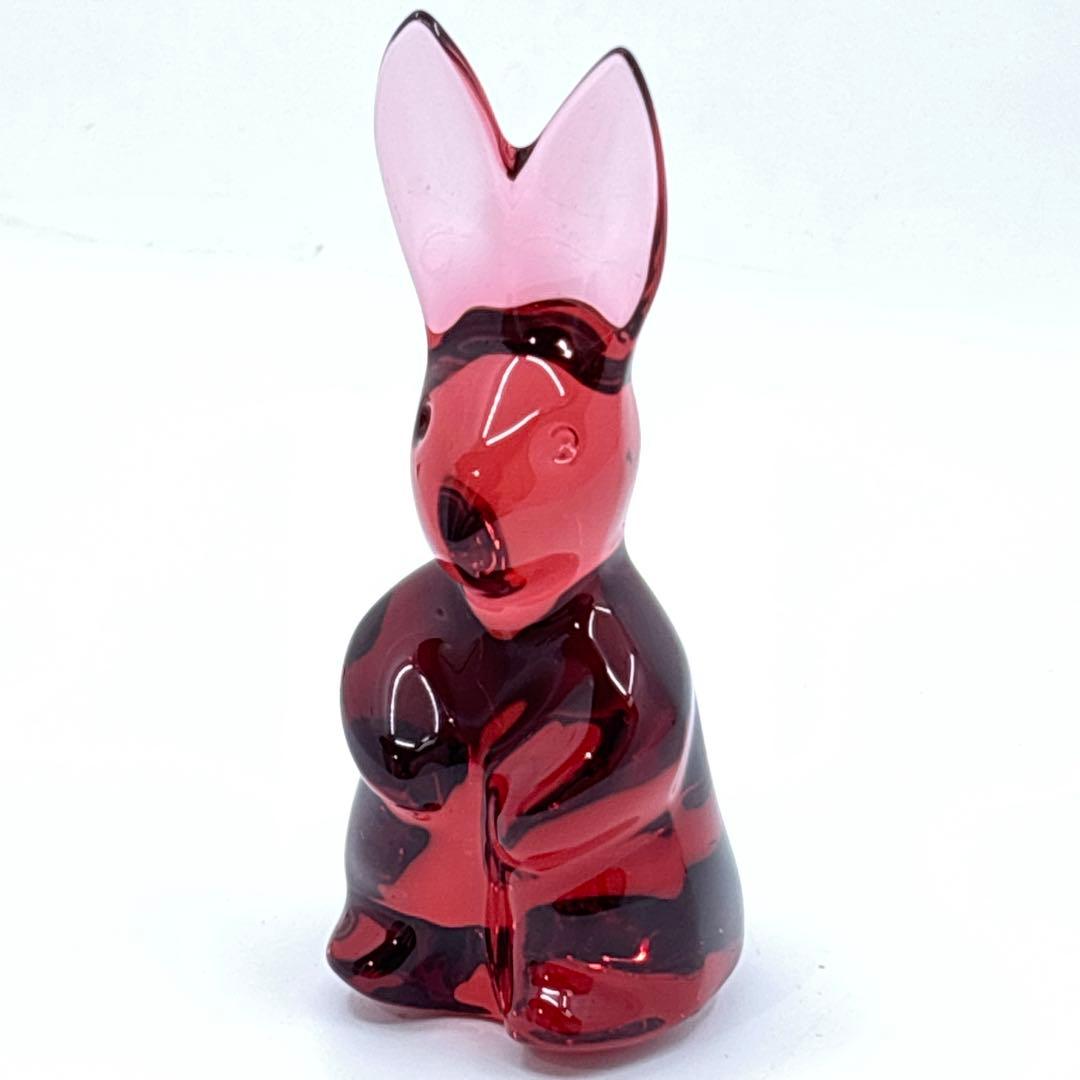 美品 Baccarat バカラ クリスタル フィギュリン うさぎ レッド 兎 卯