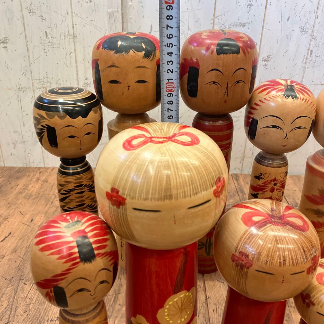 ③昭和レトロ 伝統工芸 郷土玩具 木製 創作 こけし 小芥子 13体 まとめ売り