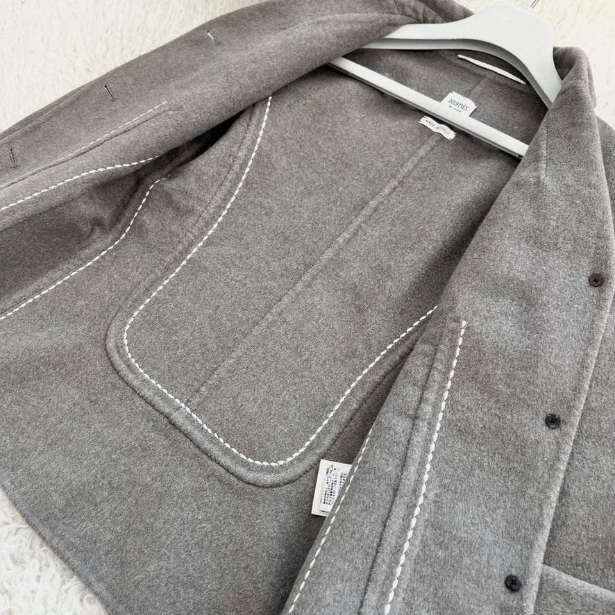 極美品★HERMES★カシミヤダブルフェイス★ステッチ★ジャケット