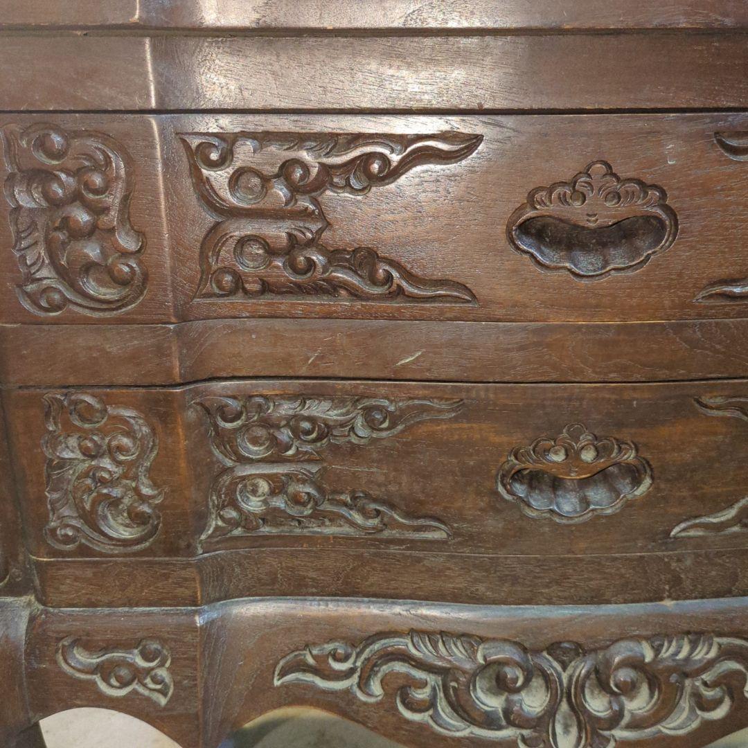 ヴィンテージ 木製彫刻 猫脚 キャビネット ダークブラウン