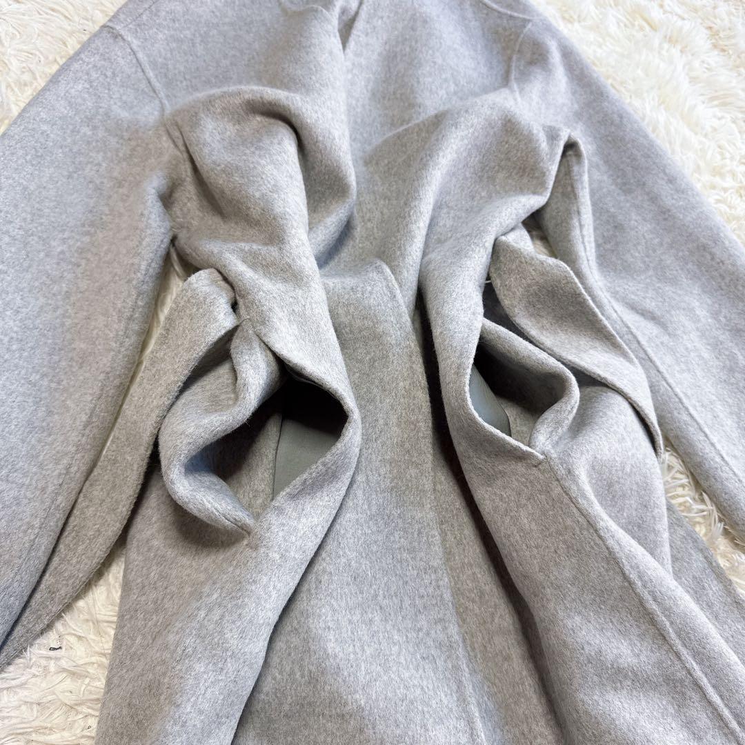 【セオリー】極美品 ダブルフェイスカラーレスガウンコート カシミヤ混 P