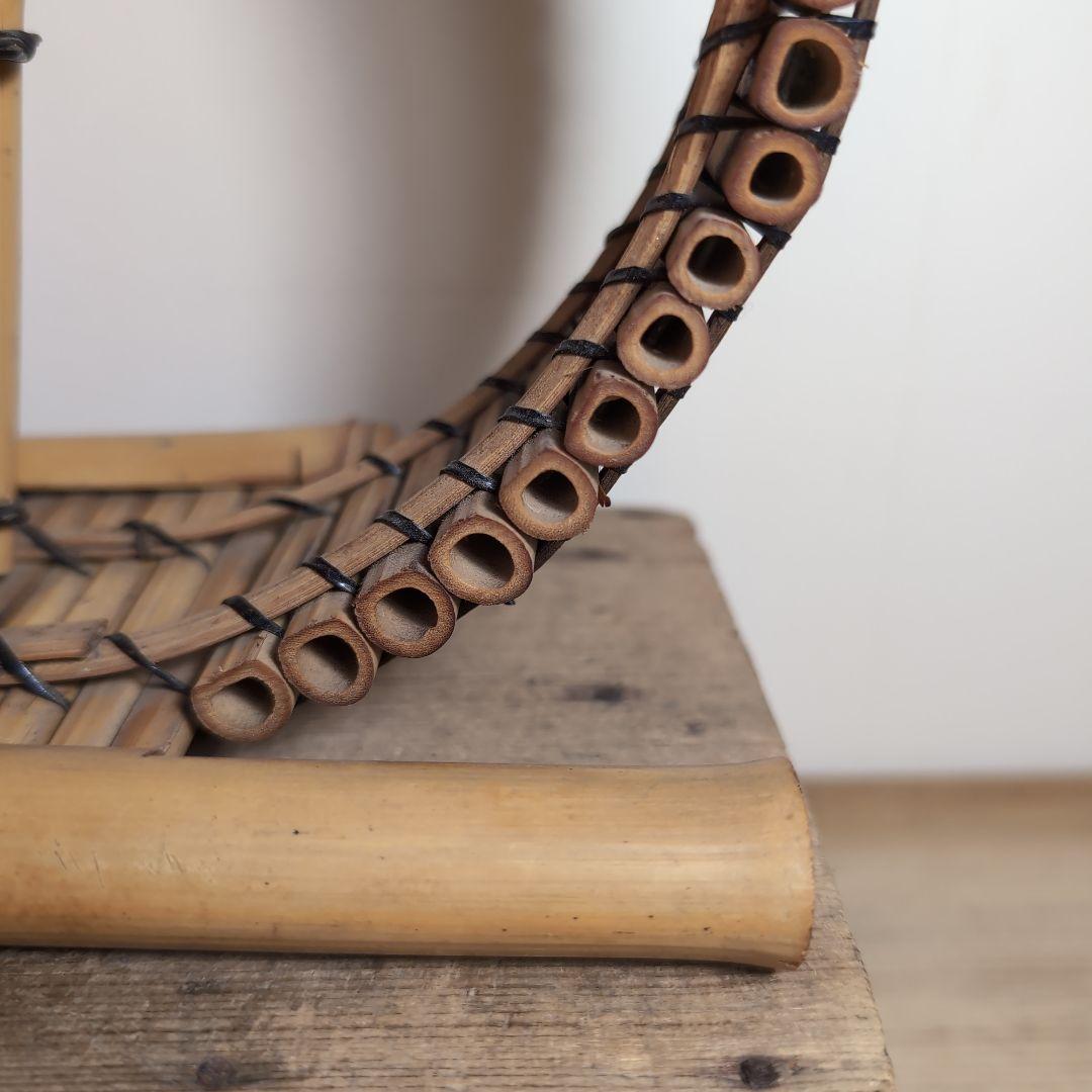 竹製装飾品 円形フレームと花生け　竹細工　竹工芸品