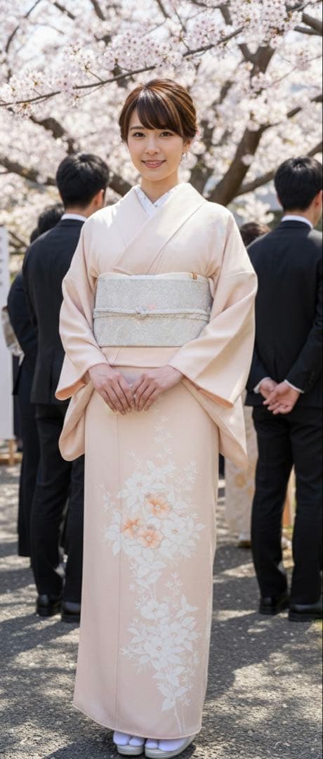 正絹訪問着　裄丈長め　フルセット4点　入学式　七五三　お宮参り