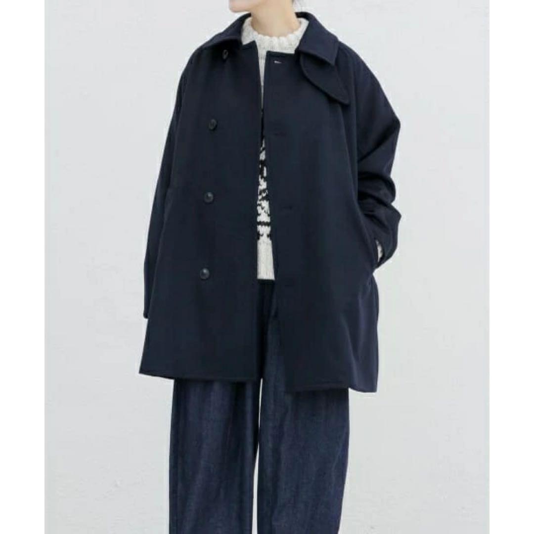 かぐれ　ウールシングルPコート　NAVY