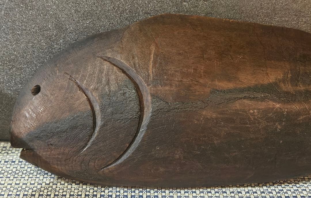 古民具　古道具　自在鉤　鯛 鯉横木　木彫 彫刻　オブジェ　インテリア　レトロ