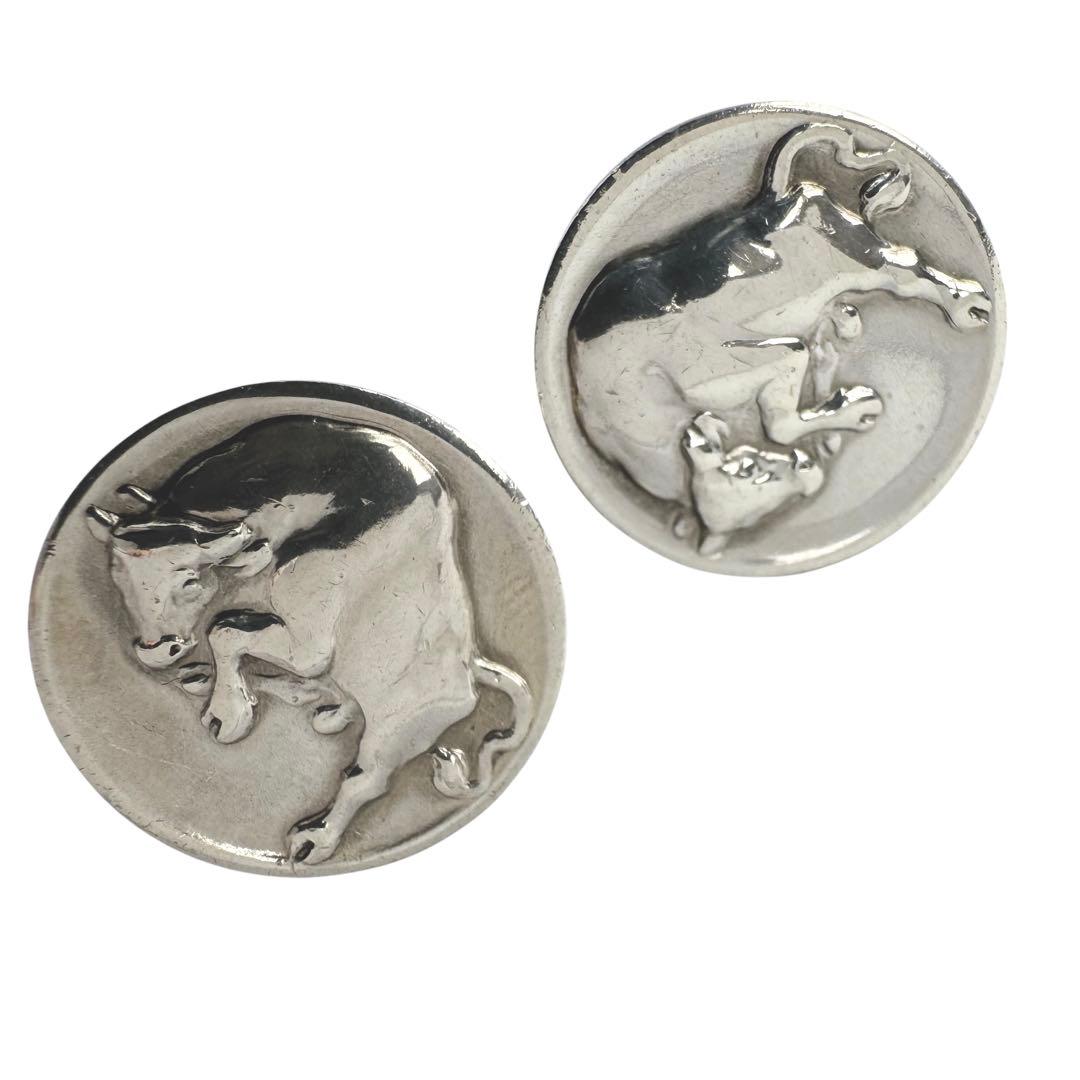 ジョージジェンセン カフスボタン 70 ラウンド 牛 SV925 Bull