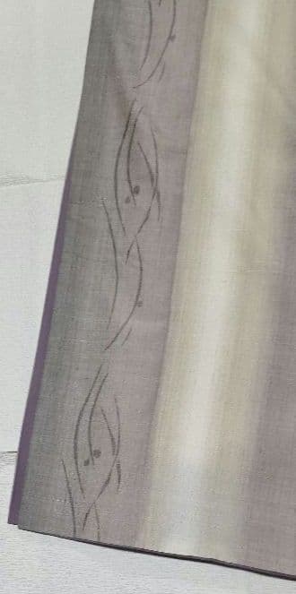 手織り創作民芸紬　たてわく露芝柄　4段ぼかし　しつけ付7512