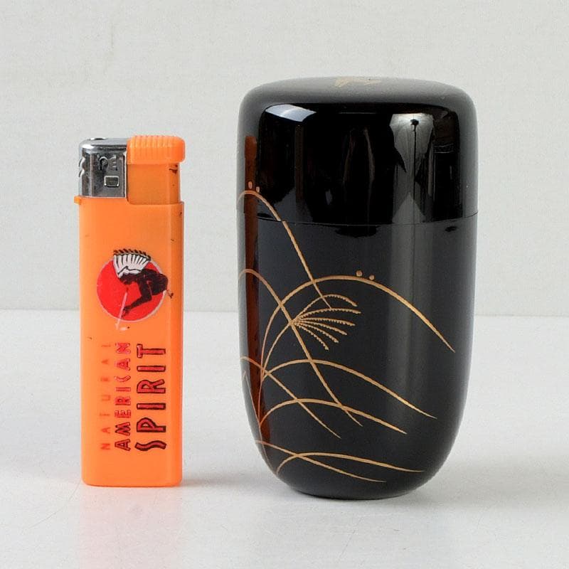 茶道具　中村宗悦作　時鳥蒔絵　長棗　仕覆付　共箱　V　9630