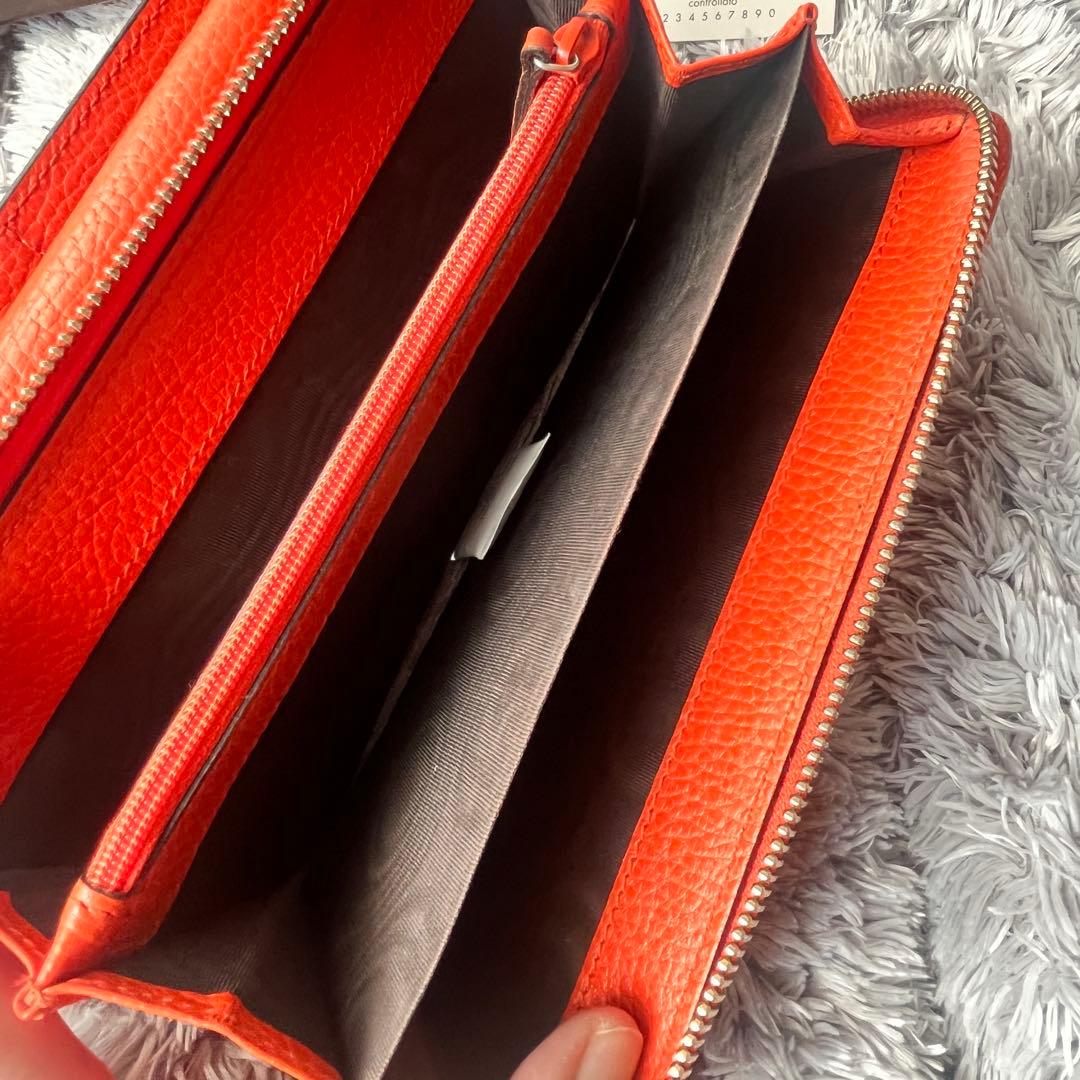 極美品✨GUCCI 大容量　インターロッキング　シボレザー　ラウンドジップ