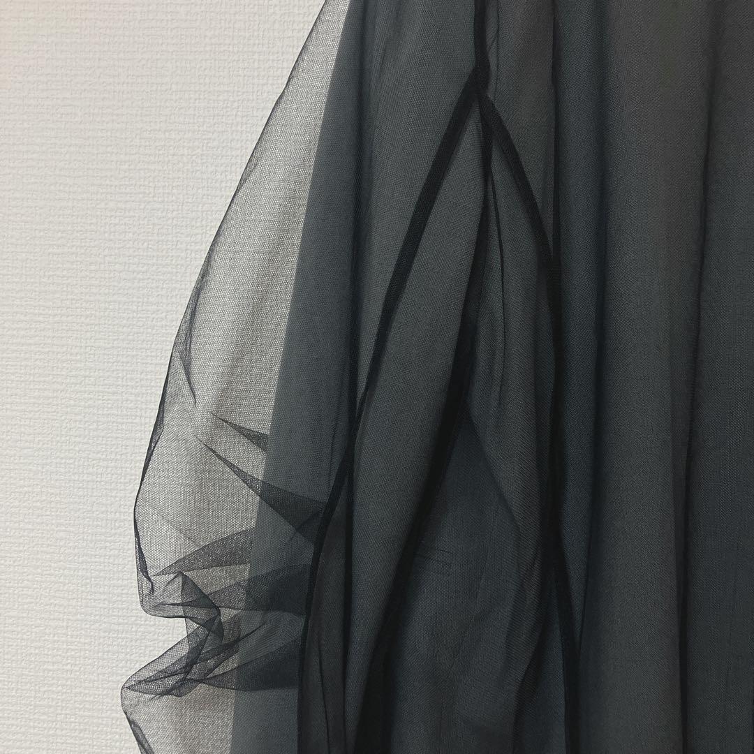 完売品　人気　ニアナ　ボクシーレイヤードチュールジャケット　チャコール　グレー系