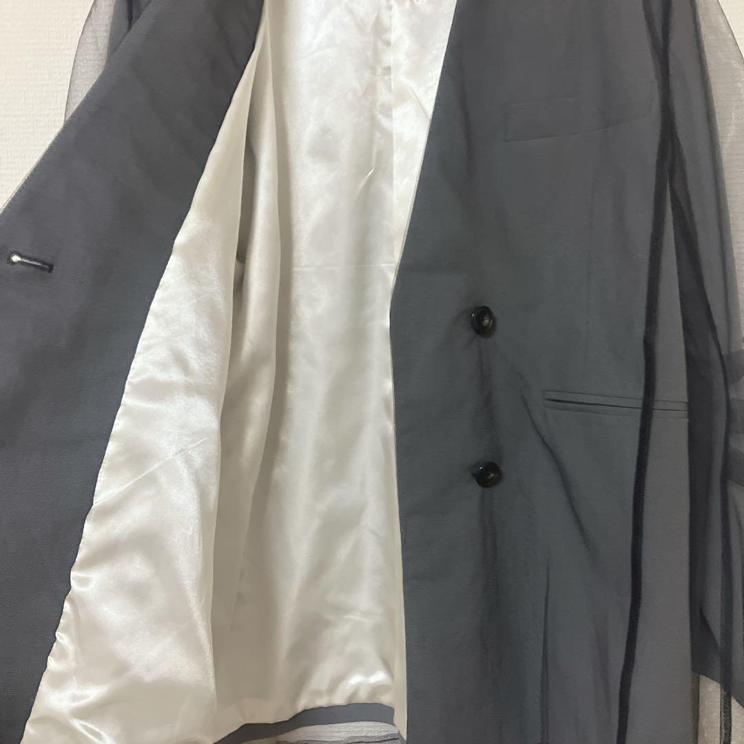 完売品　人気　ニアナ　ボクシーレイヤードチュールジャケット　チャコール　グレー系