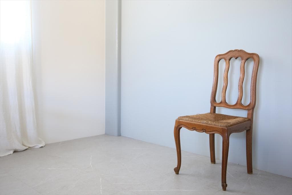 フランスアンティーク猫脚ダイニングチェア/イス/ラッシュシート(90-83-1)