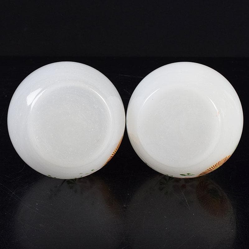 ガラス工芸　鶴亀図　雛徳利　一對　時代箱　縁起物　V　R8928