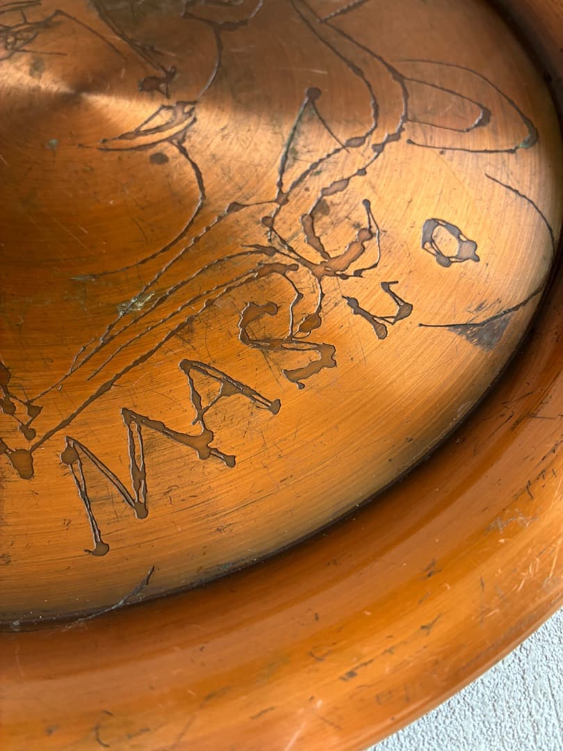 池田満寿夫デザイン 微笑む女神 銅製プレート お盆 34cm