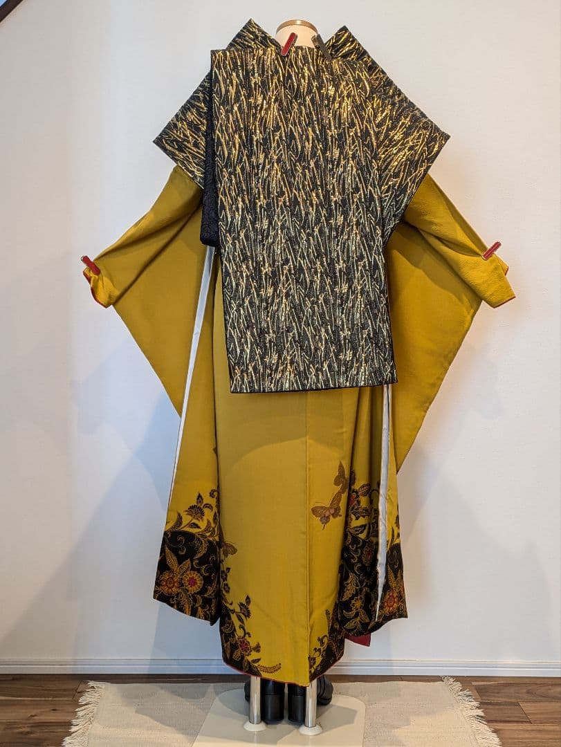 mn様 振袖フルセット 身丈165裄67 銀彩 からし色 黒 やまと誂え 成人式