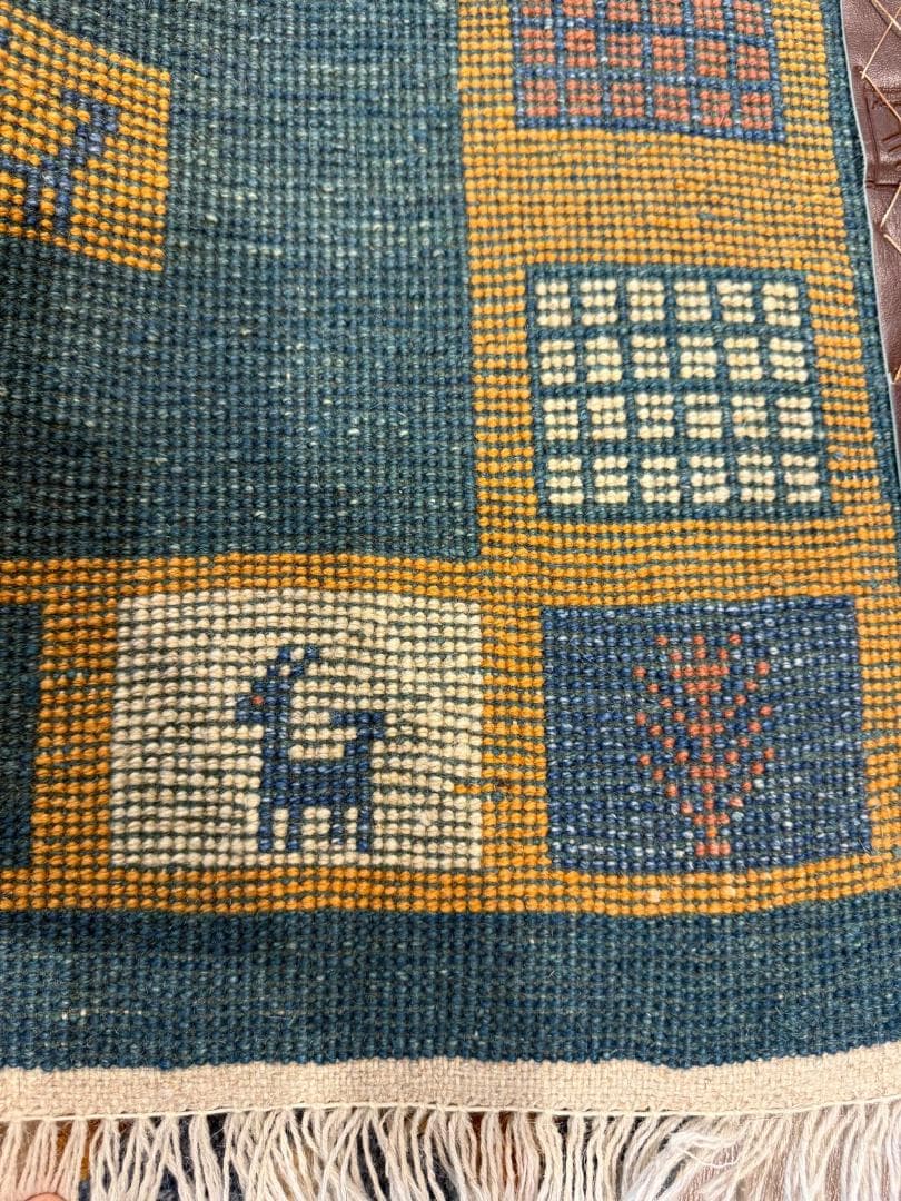 ギャッベ 152x102cm ペルシャ絨毯 手織り ギャベ 玄関マットラグ 絨毯