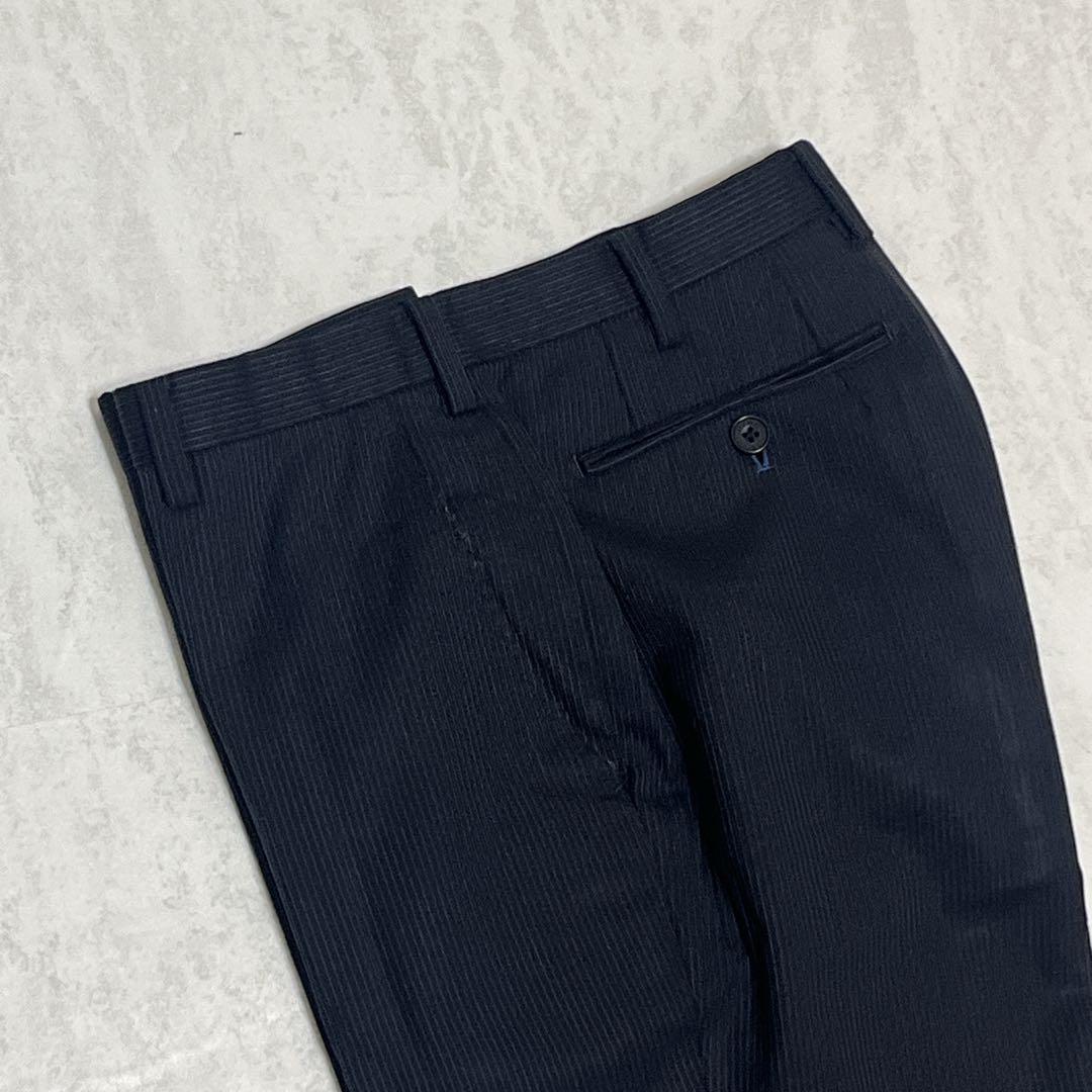 美品『バーバリーブラックレーベル』ドレススーツ ピークドラペル ストライプ 濃紺