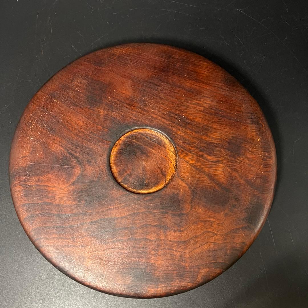 江戸後期〜明治初期 欅製 くり抜き丸盆 拭き漆 酒盆 茶盆 民藝 数寄者向け