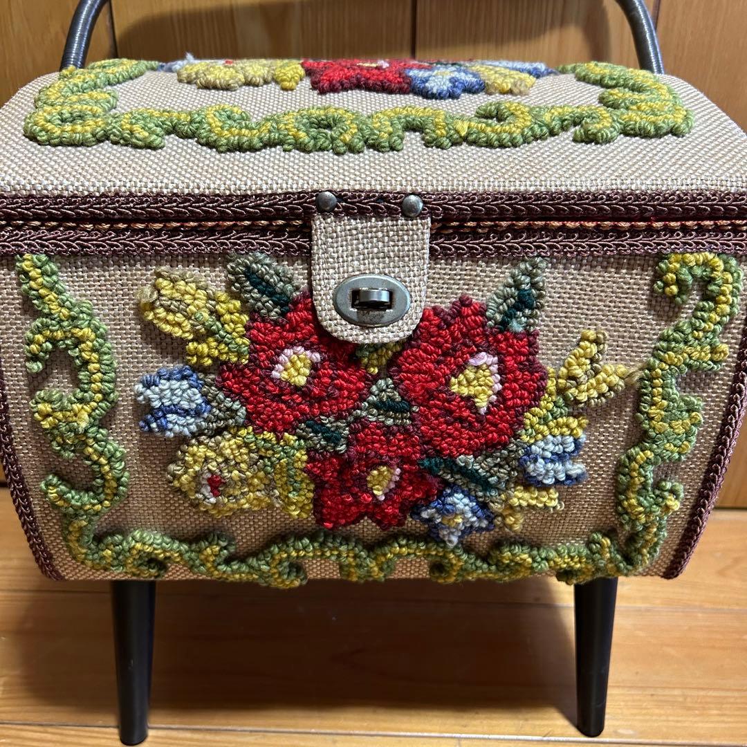 昭和レトロ　アンティーク裁縫箱　小物入れにも