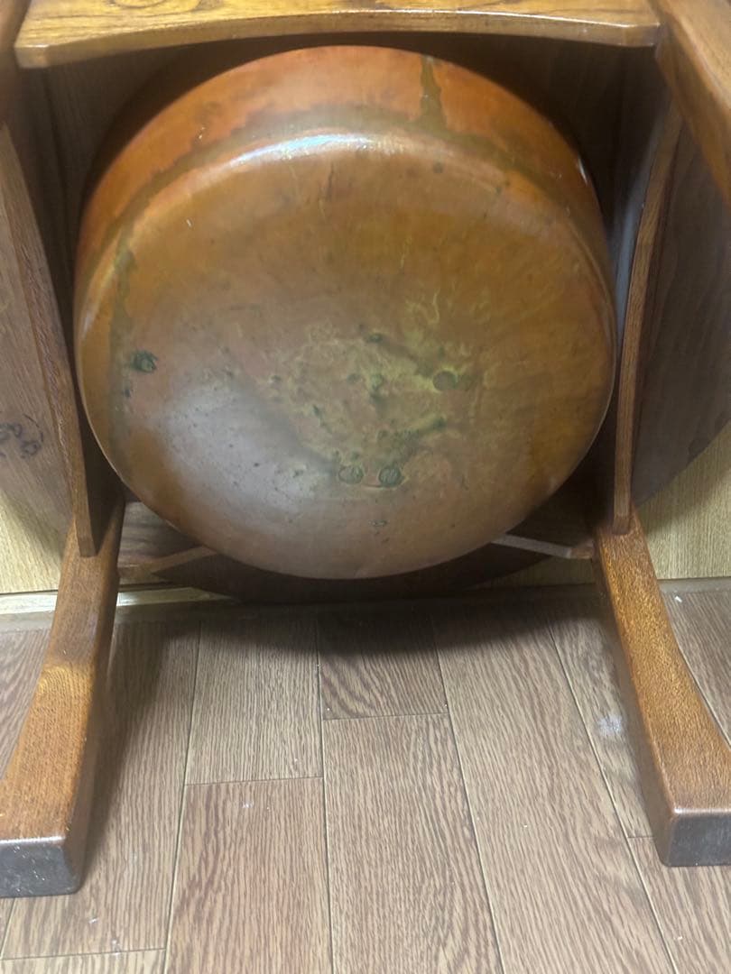 骨董火鉢囲炉裏テーブル　セット　レトロ ちゃぶ台 鉄五徳木灰付き