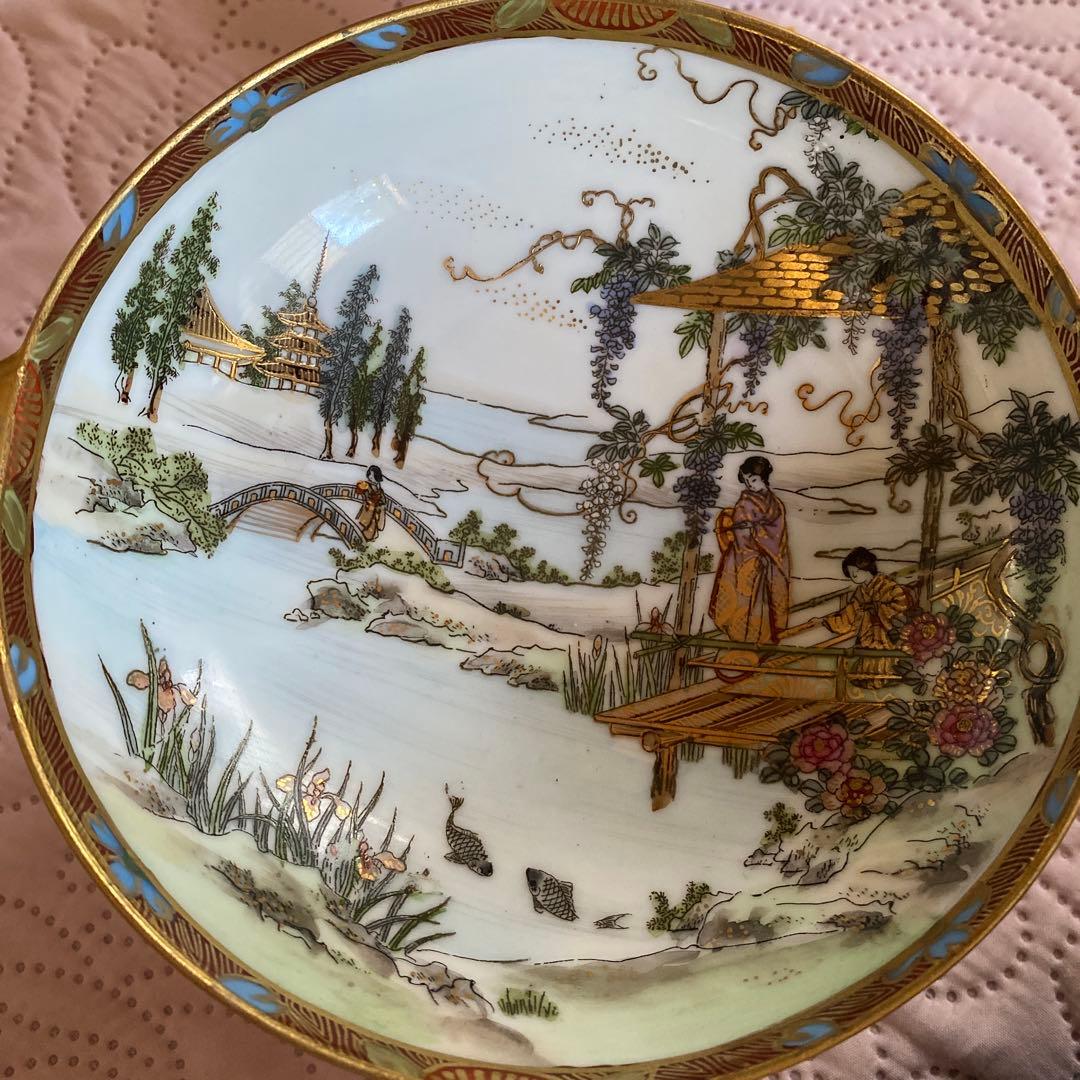 １９１０年　　　　　オールドノリタケ英国輸出用マルキ印 金彩ハンドコンポート皿