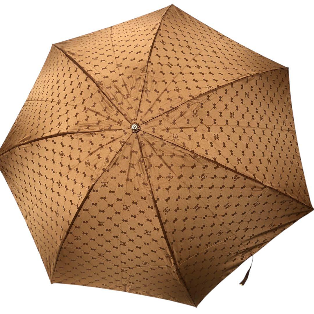 【タグ付き未使用】セリーヌ CELINE 折りたたみ傘 ブラウン 総柄