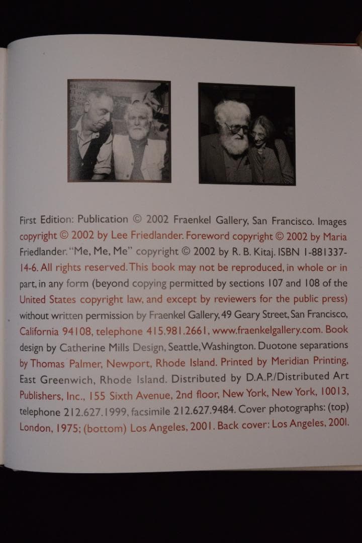 【Kitaj】Lee Friedlander　サイン入　★★大幅に値下げしました