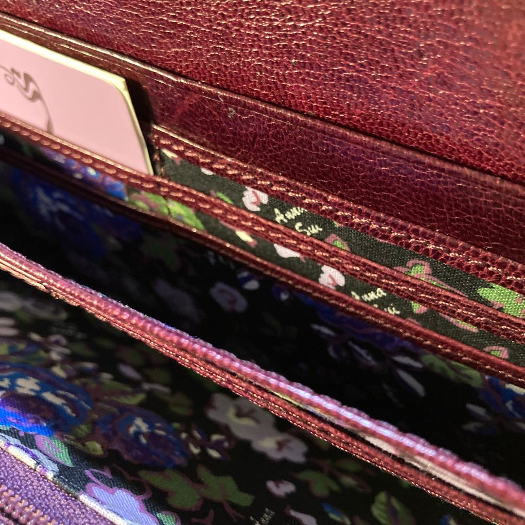 ANNA SUI⭐️蝶デザインがま口長財布 ワインレッド