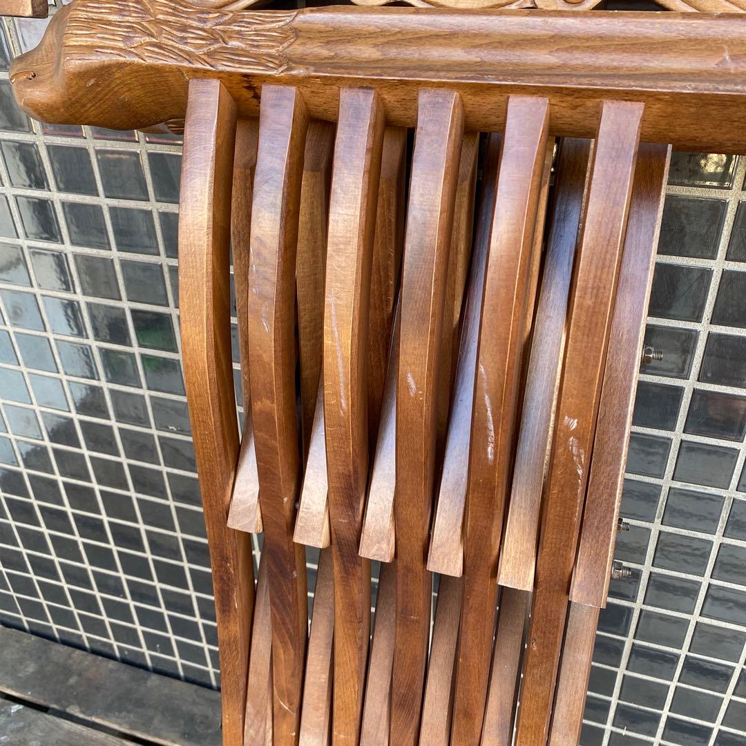 A.イタリア サボナローラチェア ヴィンテージ 折りたたみ 木彫り 家具