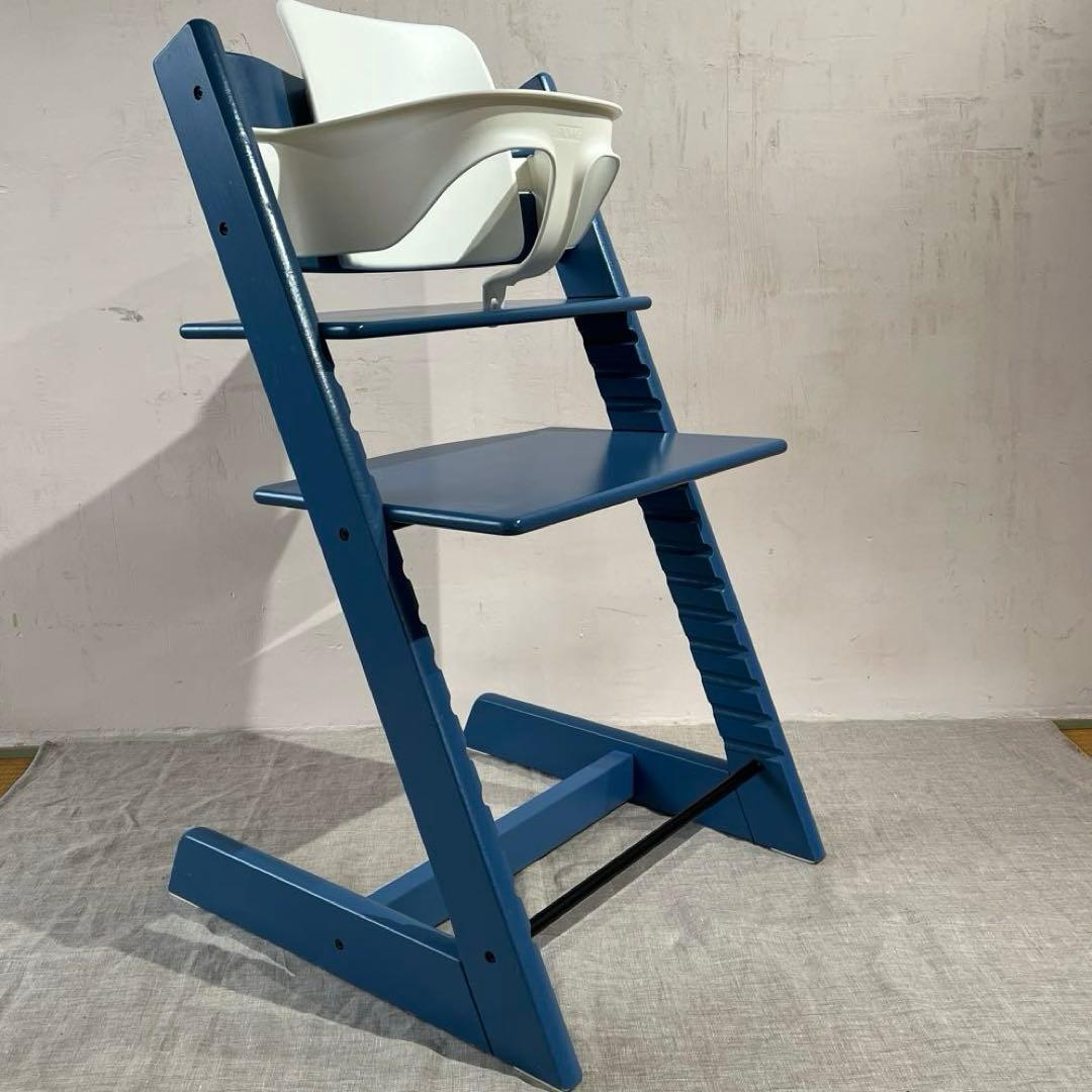 ストッケ　トリップ トラップ　ブルー　　+ベビーセット　+おまけクッション