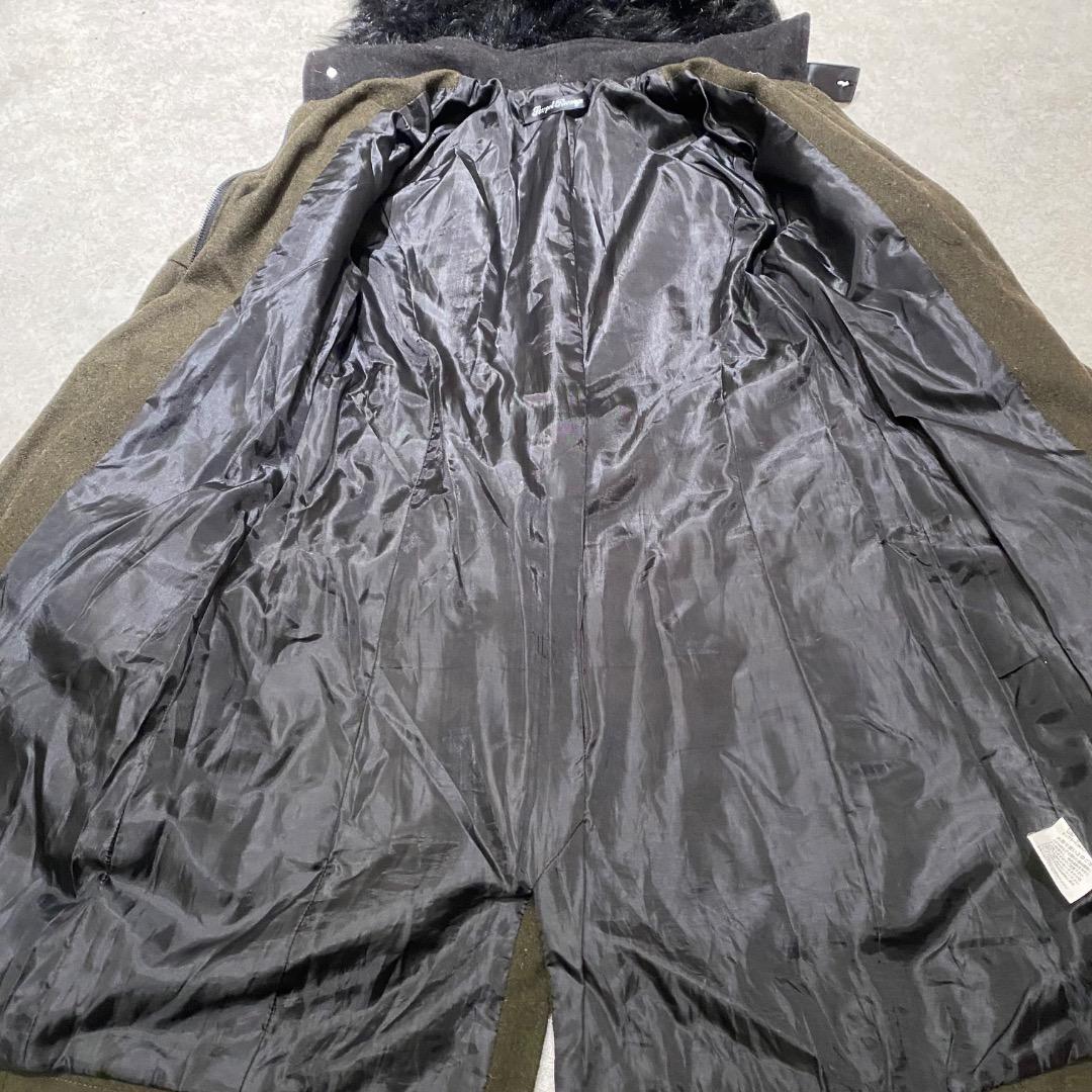 SEXPOT v系 ダブルジップ ベルトギミック ウール フード付きロングコート