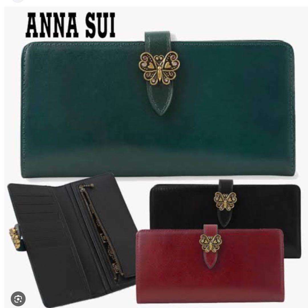 【新品】ANNA SUIロジェ財布★アナスイ薄マチコンパクト長財布ブラック