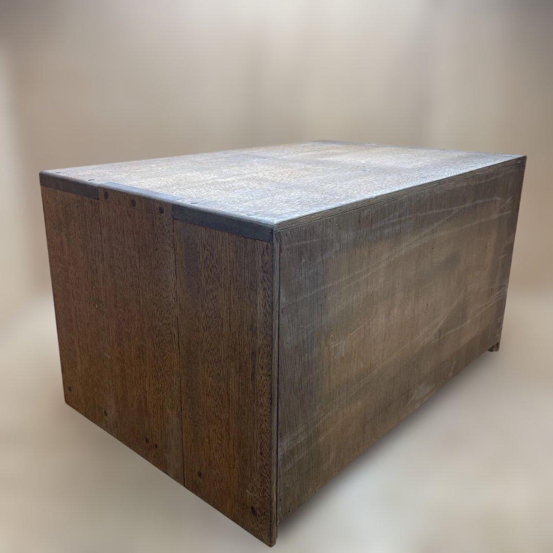 レトロ　木製　金庫タンス　鍵付き　2列3段　引き出しタンス　収納