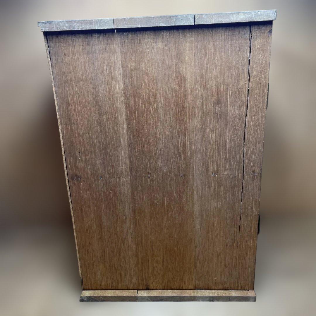 レトロ　木製　金庫タンス　鍵付き　2列3段　引き出しタンス　収納