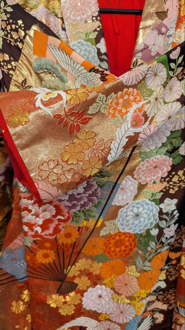 色打掛　オレンジ朱色牡丹