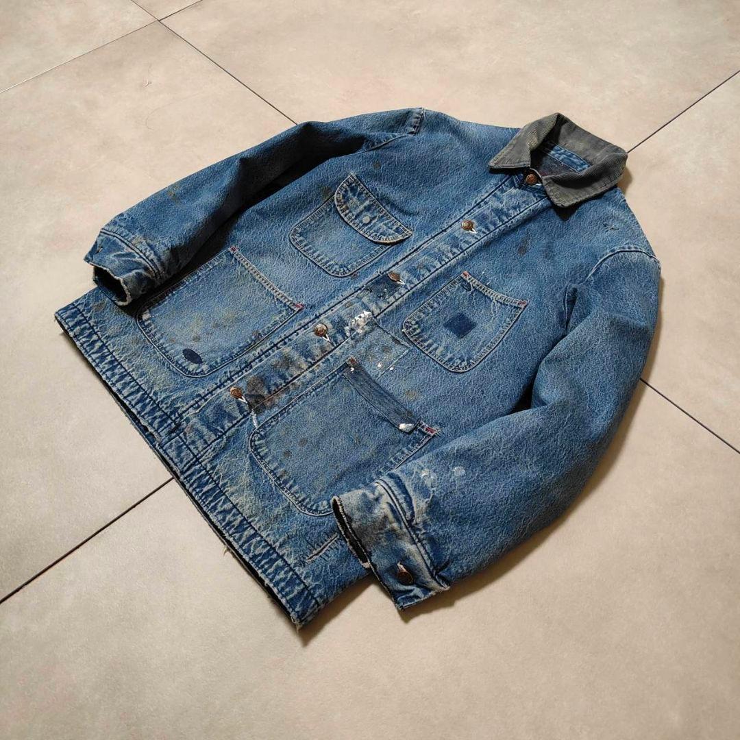 パッチワークリペア 雰囲気◎ ビンテージ デニム カバーオール