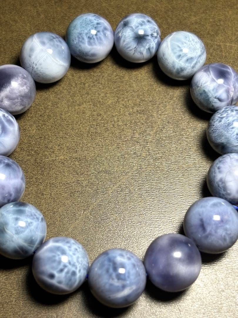 パープルラリマー　ブレス13.6〜14.2㎜大玉（新品未使用）高品質幻のラリマー