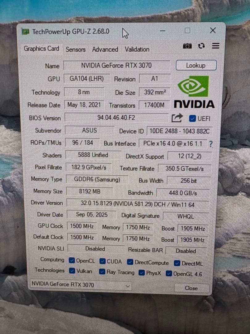 ROG-STRIX-RTX3070-8G-GAMING【中古】