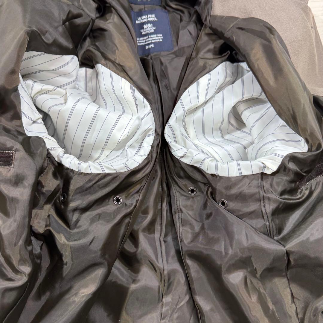 SHIPS スーパー160'S メリノウール メルトン シングル ピーコート L