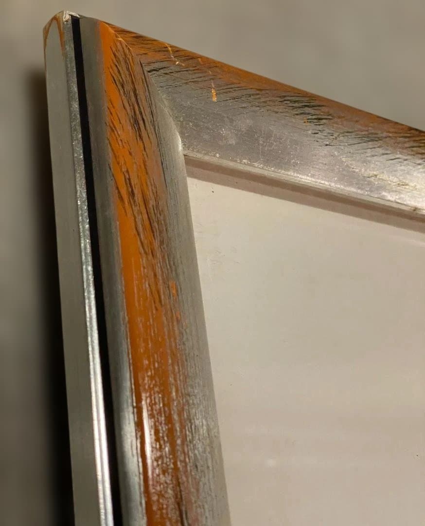 木製 フレーム 額縁 大型 絵画 写真 ポスター 展示 シルバー シンプル 美品