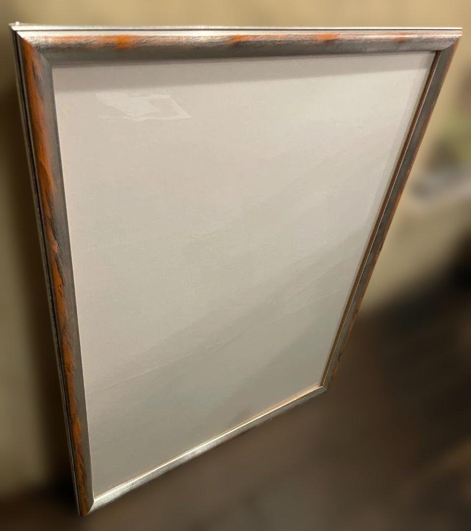木製 フレーム 額縁 大型 絵画 写真 ポスター 展示 シルバー シンプル 美品