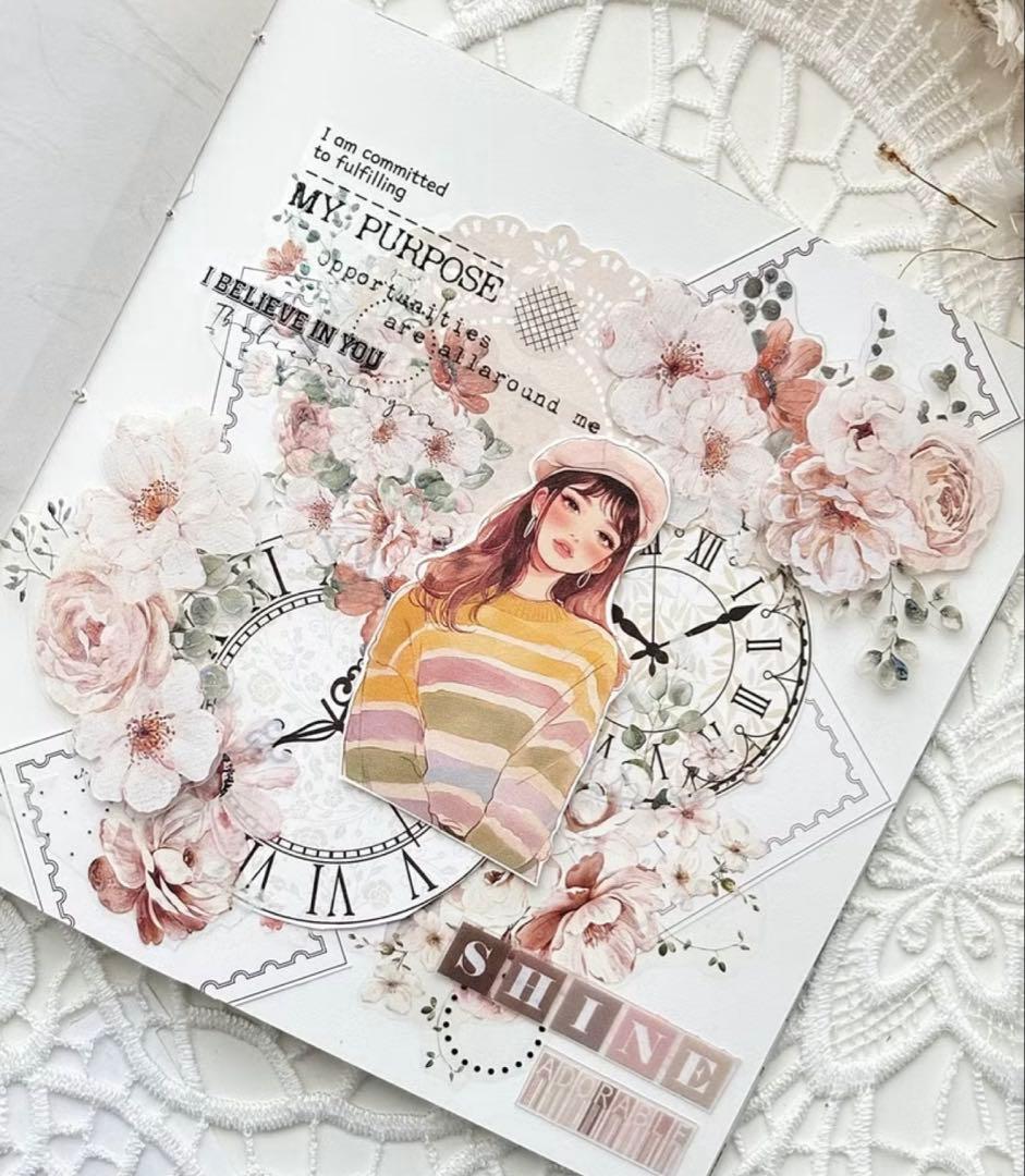 ggaggong マスキングテープ8個セット 花 コラージュ素材 装飾