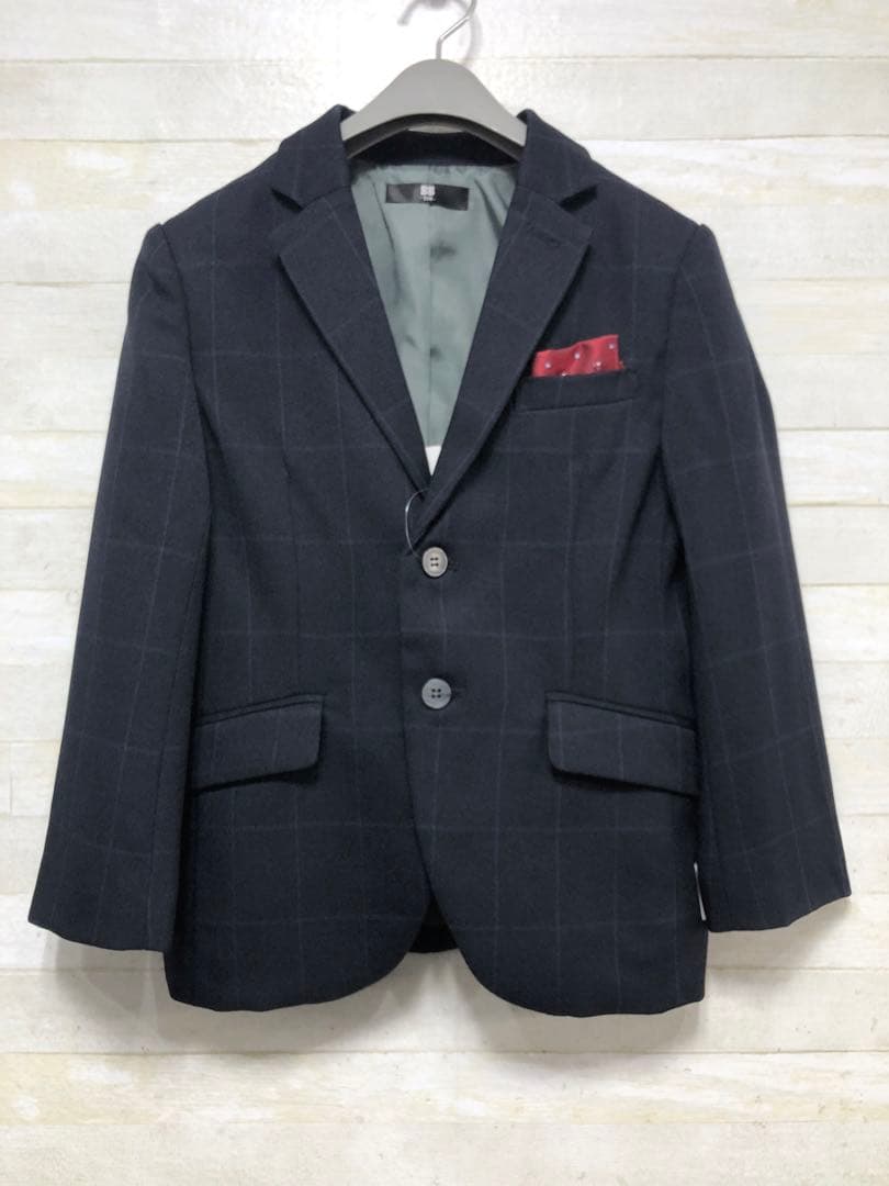 新品☆男の子130紺フォーマルスーツ5点♪蝶ネクタイ入学式卒園式◯G202