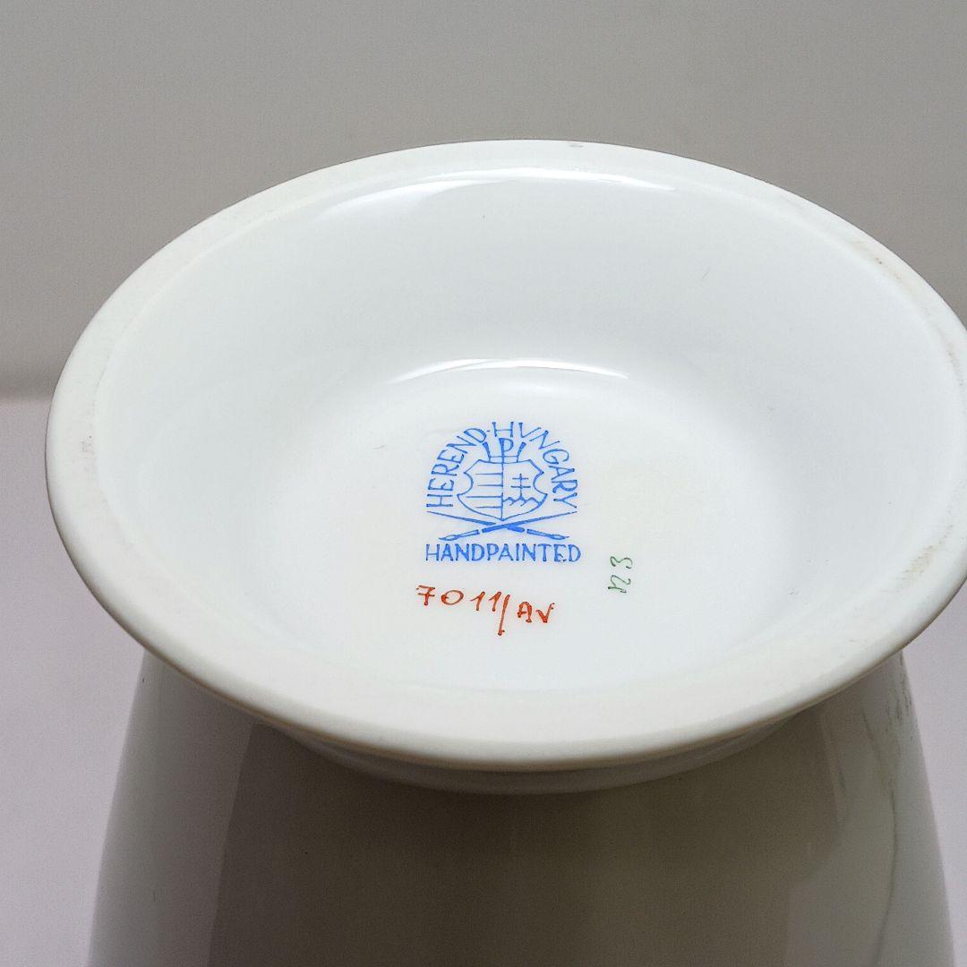 Y2880-4 ヘレンド アポニーグリーン フラワーベース 花瓶 高さ22.5㎝