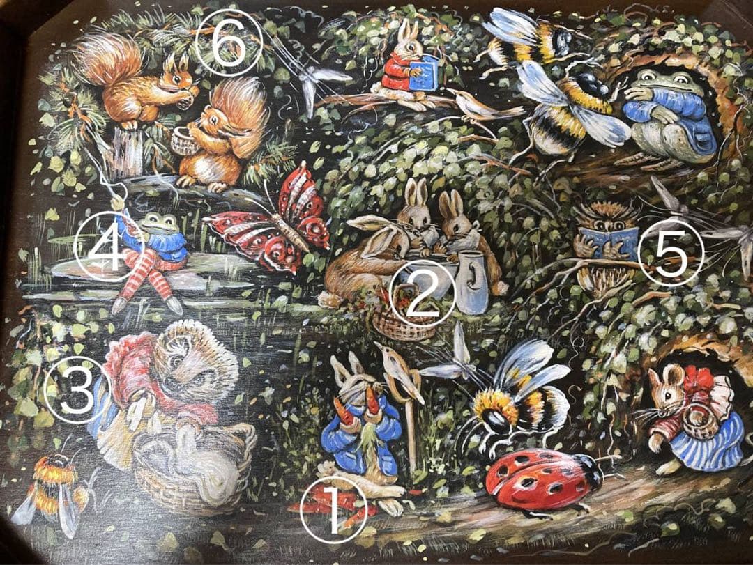 『ピーターラビット』木製飾りトレー☆ハンドペイント ガリーナ作 マトリョーシカ