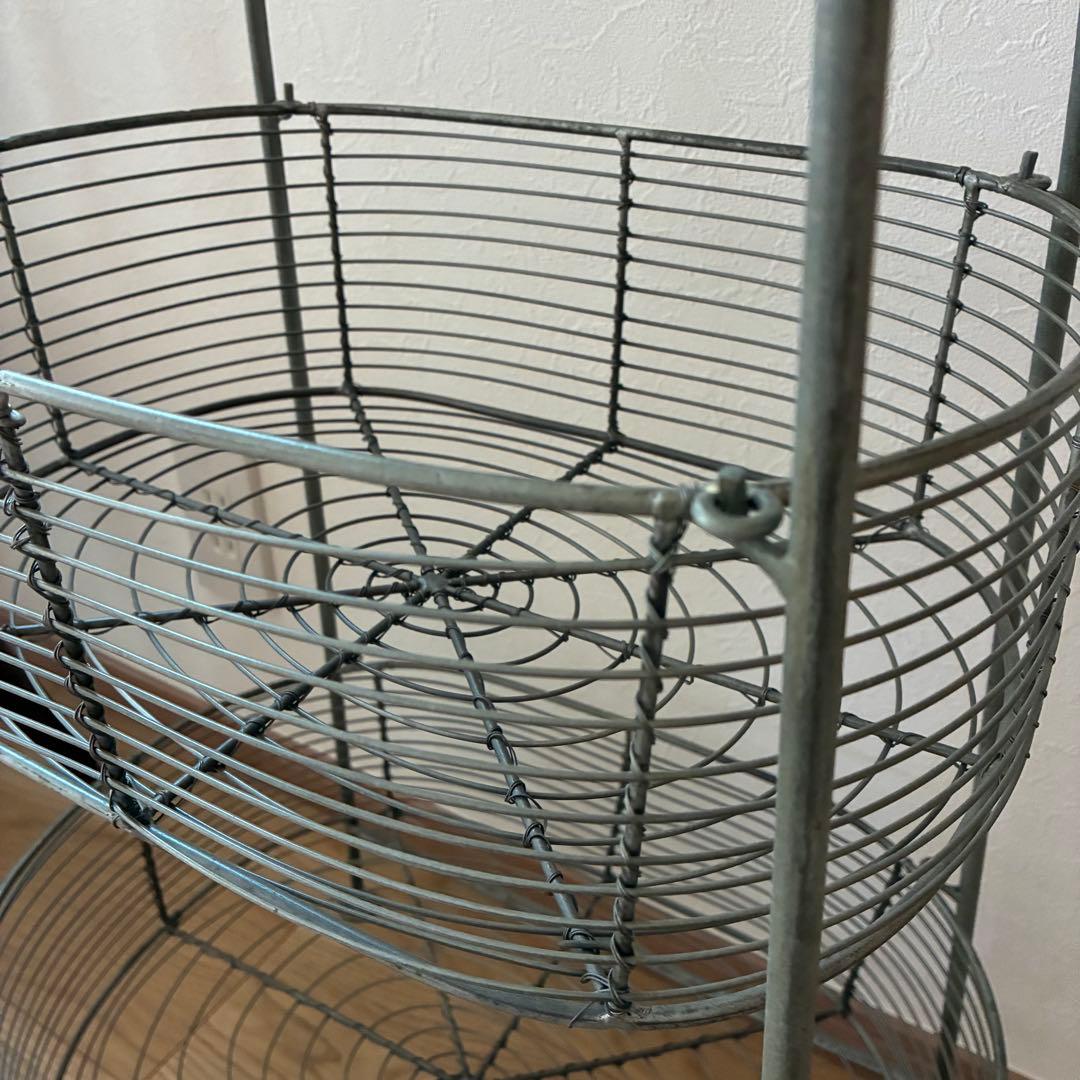 店舗什器　３段　カゴ　ラック　 アンティーク