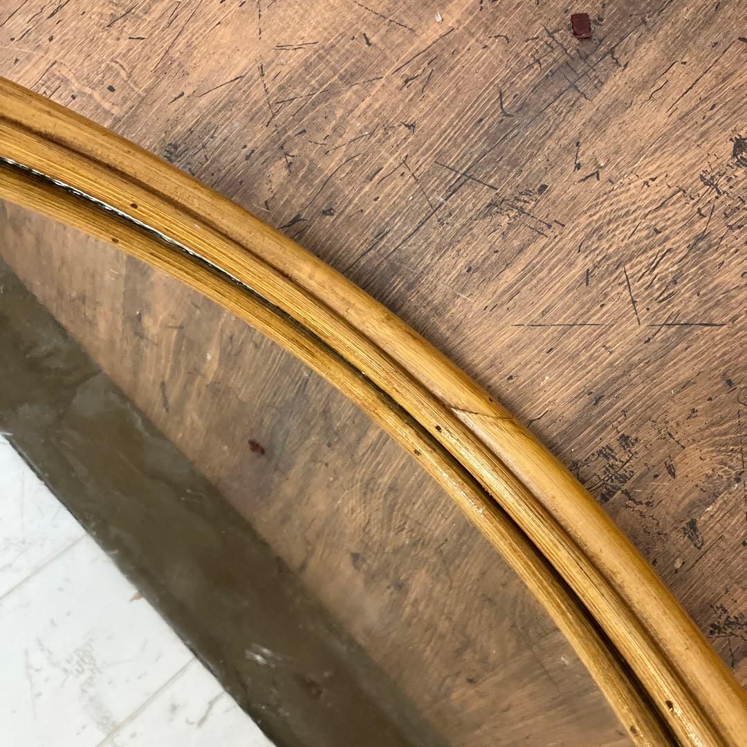 ■A-壁 昭和レトロ ニチハン 木製 丸型鏡 ラウンドミラー ウォールミラー