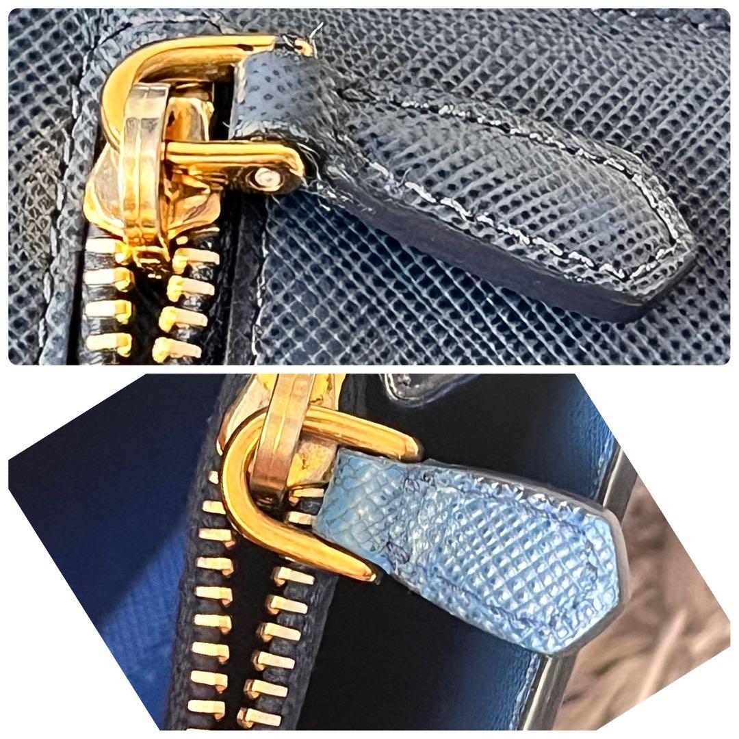 極美品✨PRADA 長財布　バイカラー　サフィアーノ　カードケース　メタルロゴ