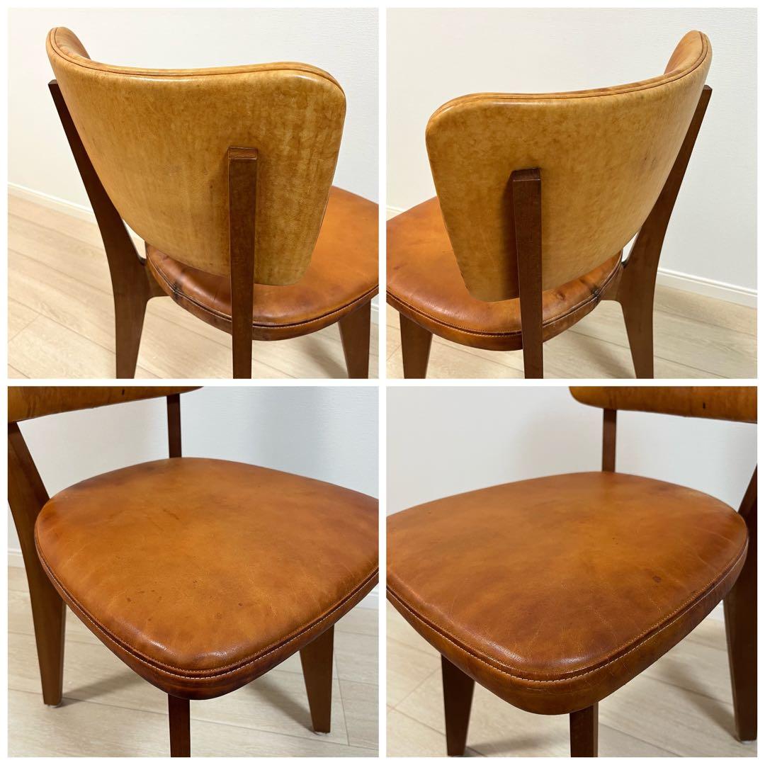 (と01)本革 無垢 ダイニングチェア 国産ヴィンテージ シャルドネ系 WULC