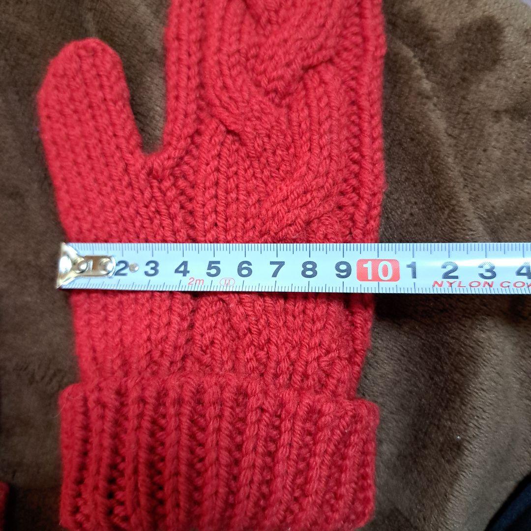 ルイヴィトン 手袋 ミトン ウール100％ レッド 赤